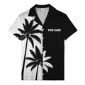 black white palm tree silhouette contrast tropical hawaiian shirt for men