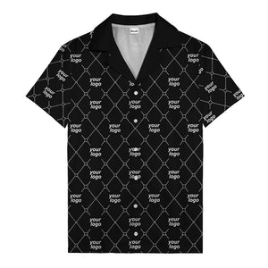 black & white quilted diamond custom logo hawaiian shirt