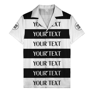 bold horizontal stripes customizable text hawaiian shirt for men