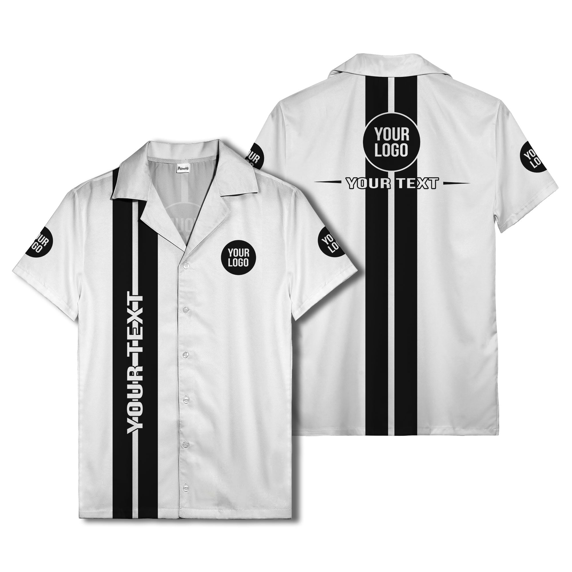 bold vertical stripe custom logo hawaiian shirt for men