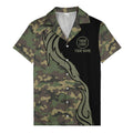 camouflage palm tree silhouette black panel hawaiian shirt