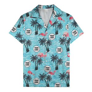 caribbean flamingos & palm trees vintage aloha hawaiian shirt