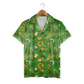 Celtic Music Hawaiian Shirt with Irish Harps Drums and Dancing Shamrocks