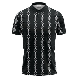 chain link customizable logos black white graphic polo shirt