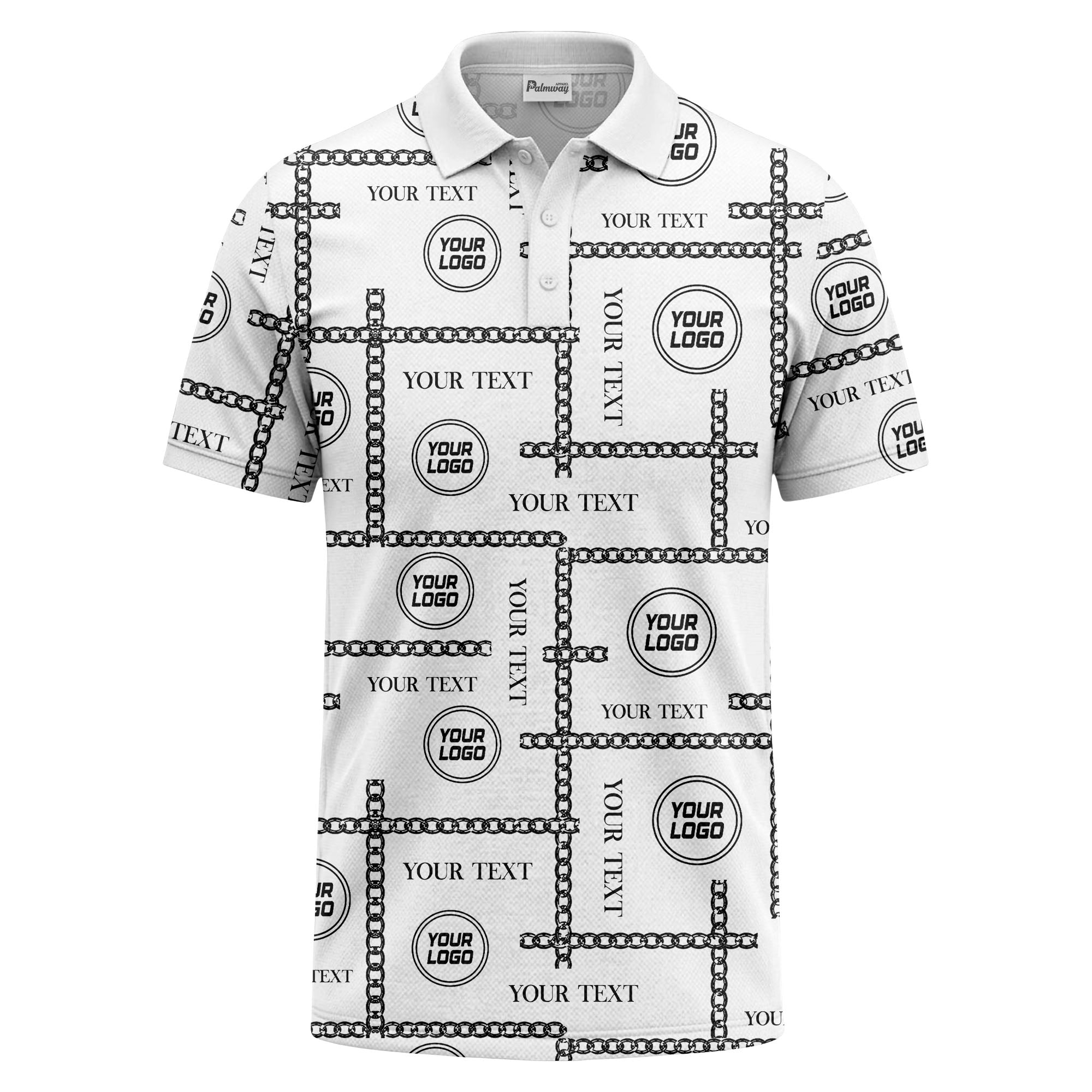 chain link grid custom logo monochrome polo shirt for men
