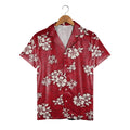 Classic Aloha Hawaiian Shirt with Oversized White Hibiscus Blooms