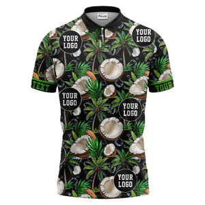 coconut palm trees ice cubes tropical black polo shirt for men