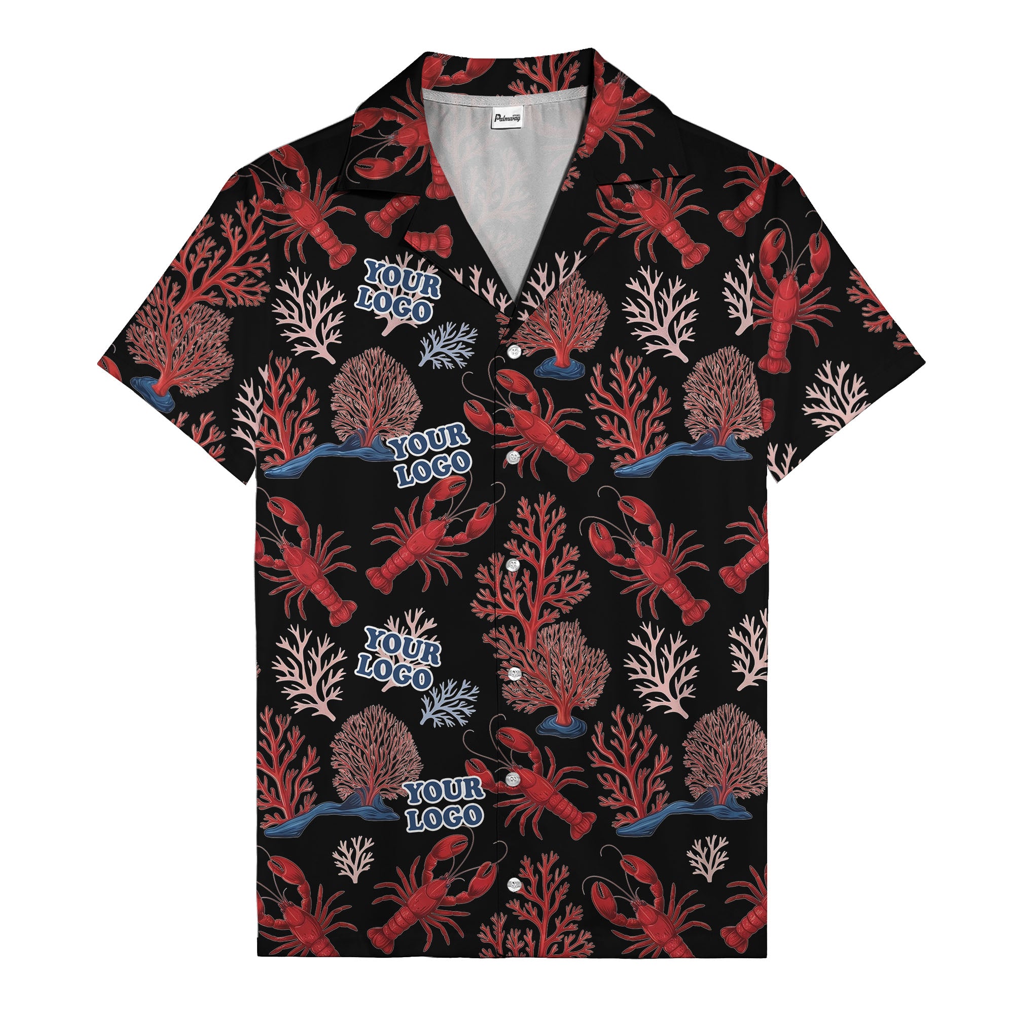 coral reef lobsters & watercolor logo repeat hawaiian shirt