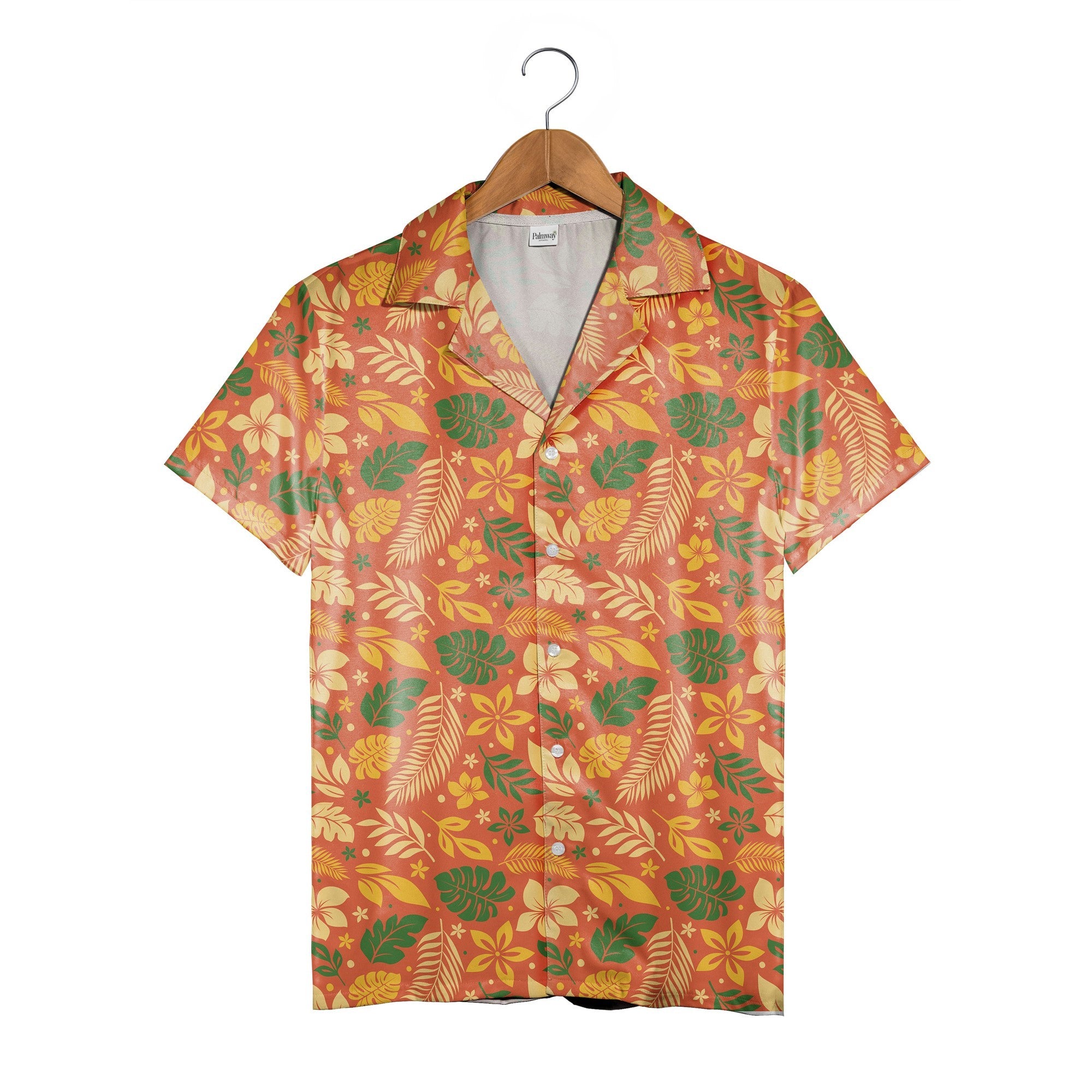 Coral Sunset Hawaiian Shirt with Tropical Flower Garden