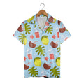 Cream Coconut Cocktail Hawaiian Shirt with Monstera Melon and Conch Shells