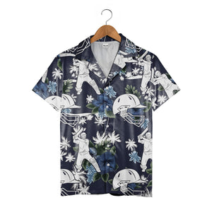 Cricket Sport Hawaiian Shirt - Tropical Players Teal Palm Trees & Floral Design