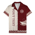 cruise ship & soaring seagulls on maroon ocean waves hawaiian shirt