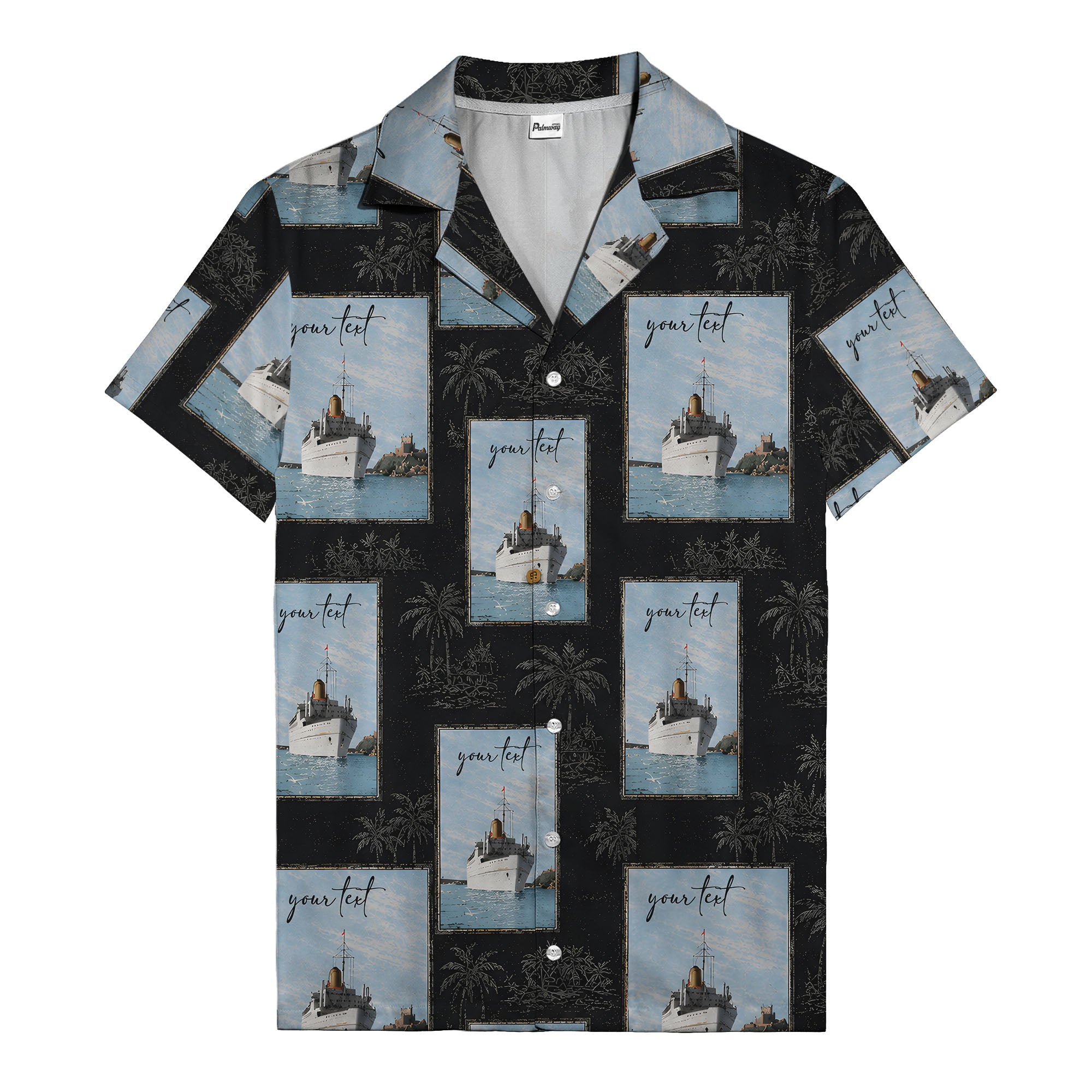 cruise ships & palm tree islands hawaiian shirt for men