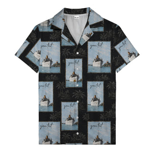 cruise ships & palm tree islands hawaiian shirt for men
