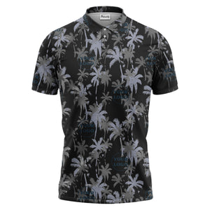 custom color tropical palm tree polo shirt | all-over illustrated print