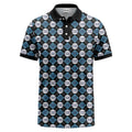 custom diamond grid circular logos polo shirt for men