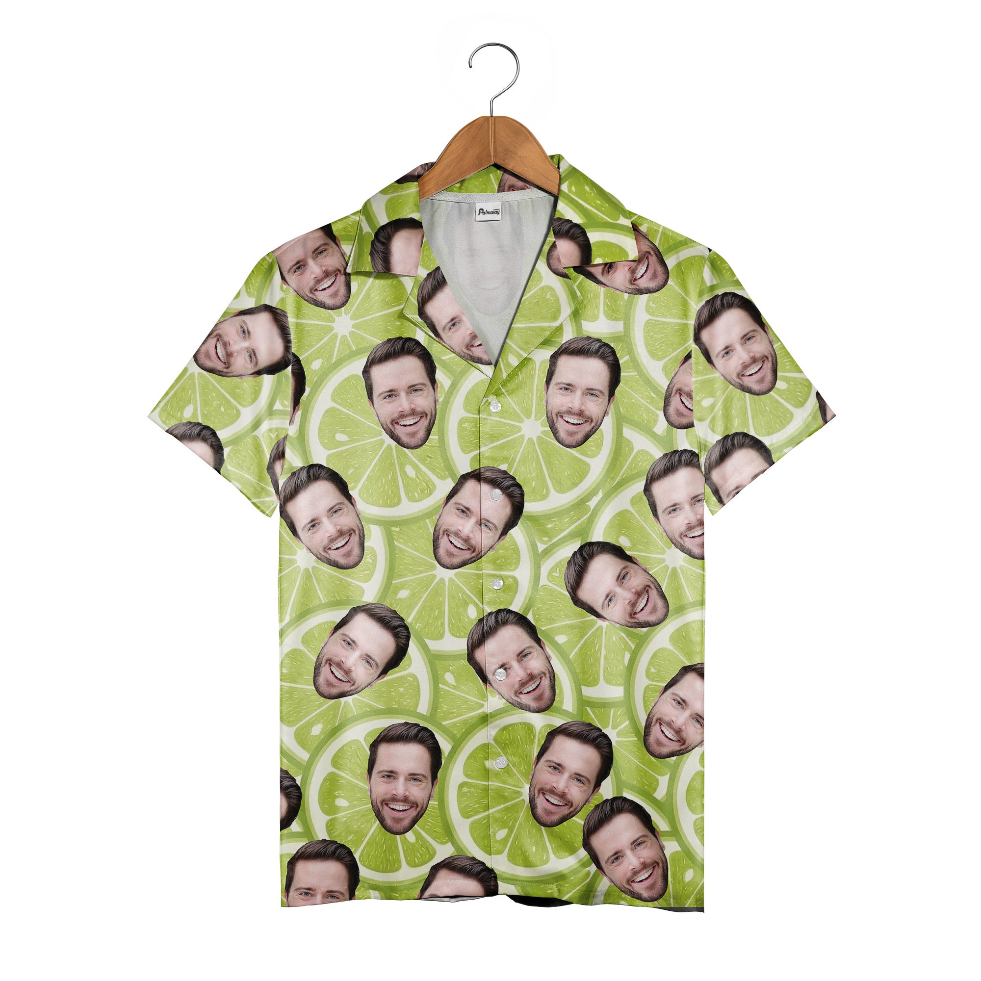 Custom Face Lime Slice Hawaiian Shirt - Funny Personalized Photo Party Novelty