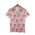 Custom Face Photo Hawaiian Shirt with Repeating Portrait on Pink