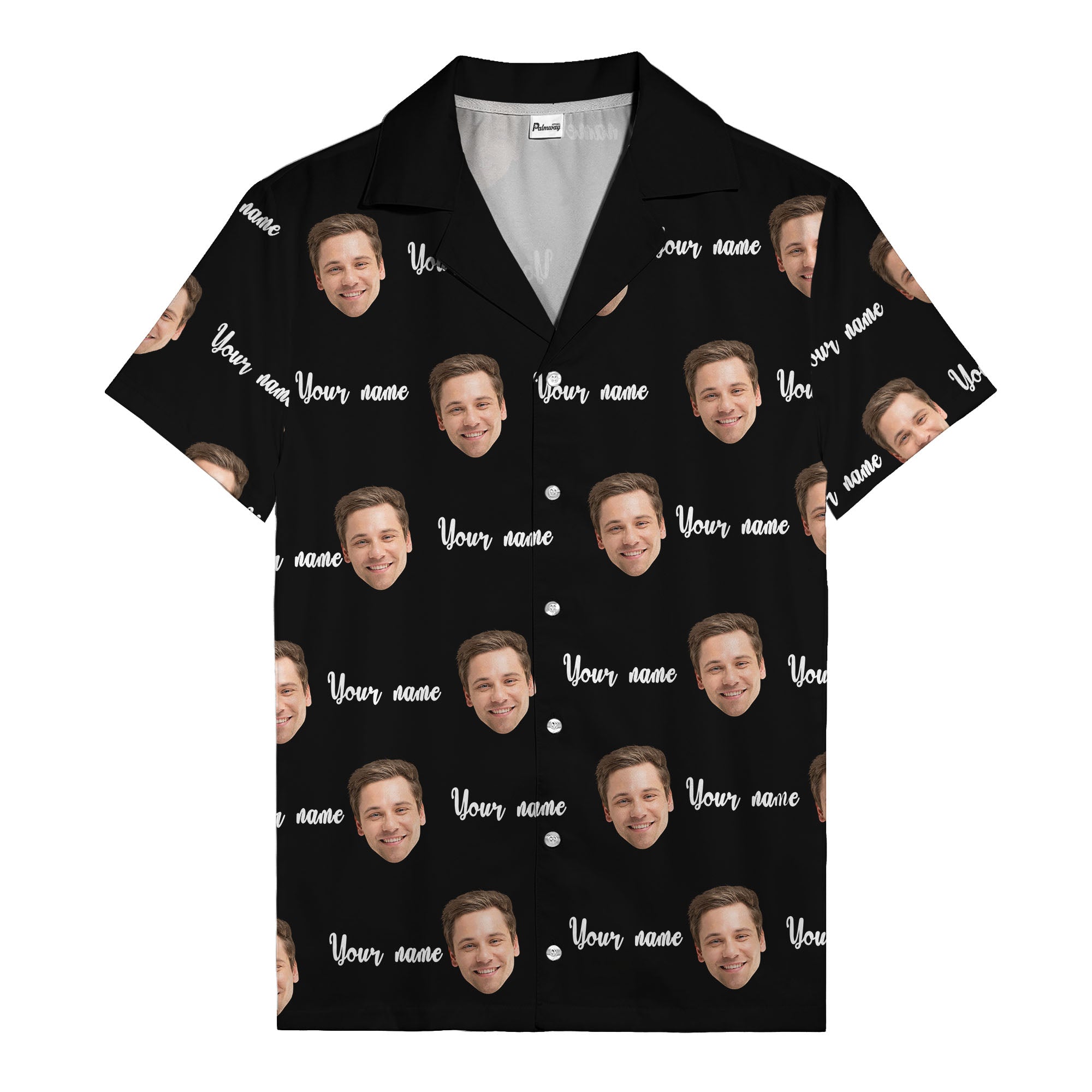 custom face portrait & personalized text repeat hawaiian shirt