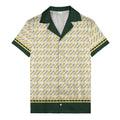 Custom Logo & Chain Link Pattern Green Gold Repeat Hawaiian Shirt for Men
