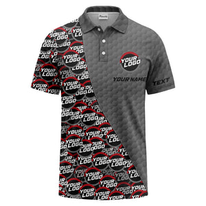 custom logo circles & hexagons grid polo shirt for men