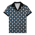 custom logo diamond grid pattern hawaiian shirt for men