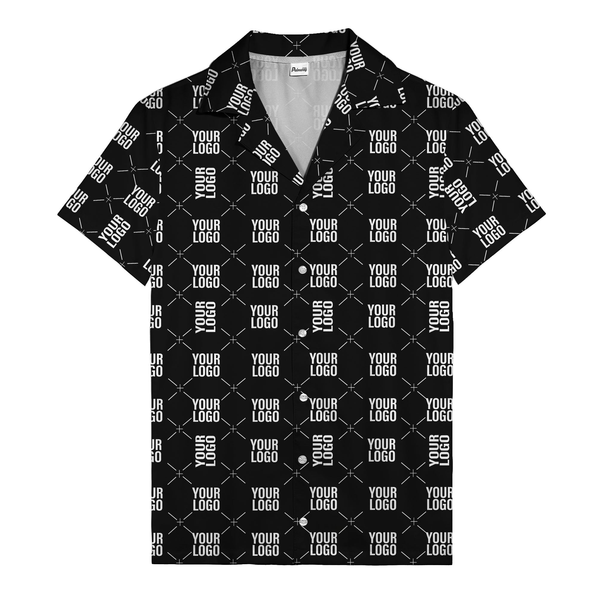 custom logo diamond repeat monochrome hawaiian shirt for men