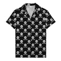 custom logo & name repeat pattern black hawaiian shirt for men