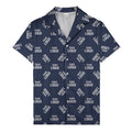 custom logo repeat navy white illustrated hawaiian shirt for personalized style
