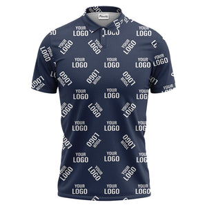 custom logo repeating text navy white hawaiian polo shirt for men