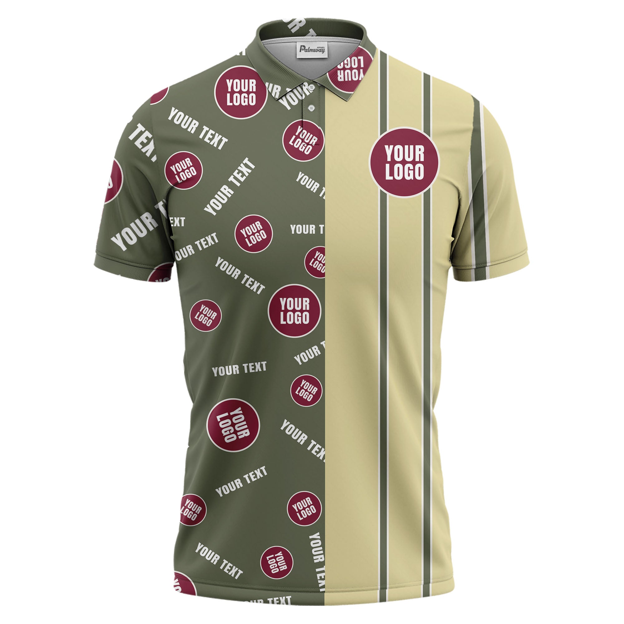 custom multi color geometric logo stripe men's golf polo shirt