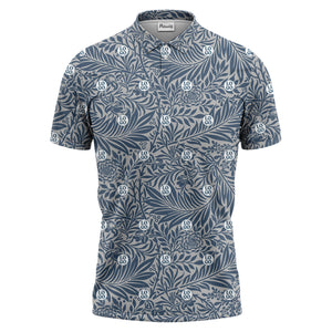 custom multi color illustrated botanical leaf & vine golf polo shirt for men