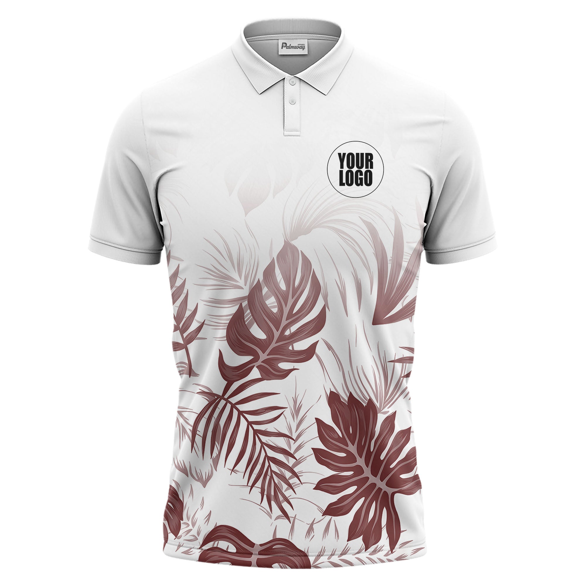 custom multi color illustrated tropical leaves foliage golf polo shirt for men