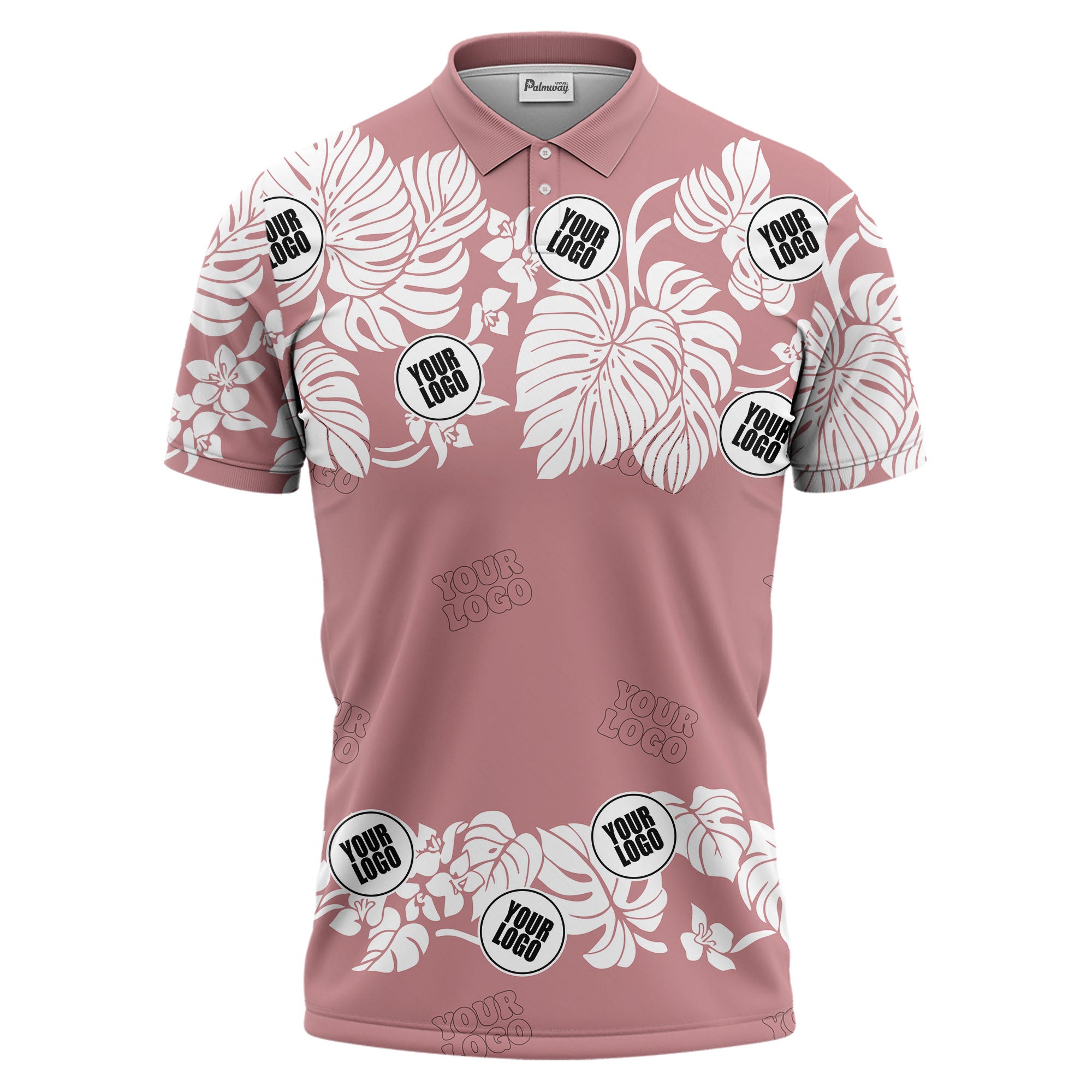 custom multi color monstera hawaiian floral tropical golf polo shirt for men