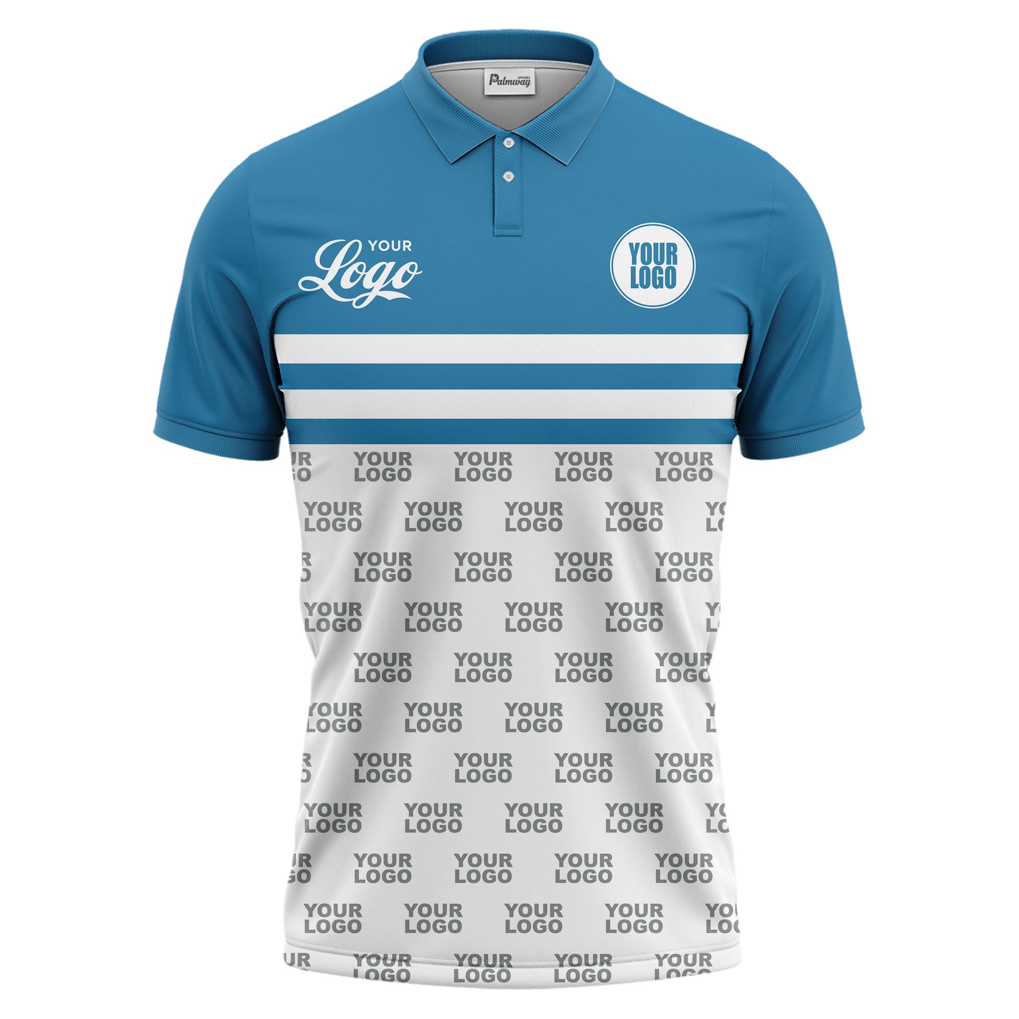 custom multi color striped logo golf polo shirt for corporate branding