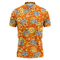 custom multi color tropical custom logo polo shirt with sunset hawaiian beach party style hawaiian shirt