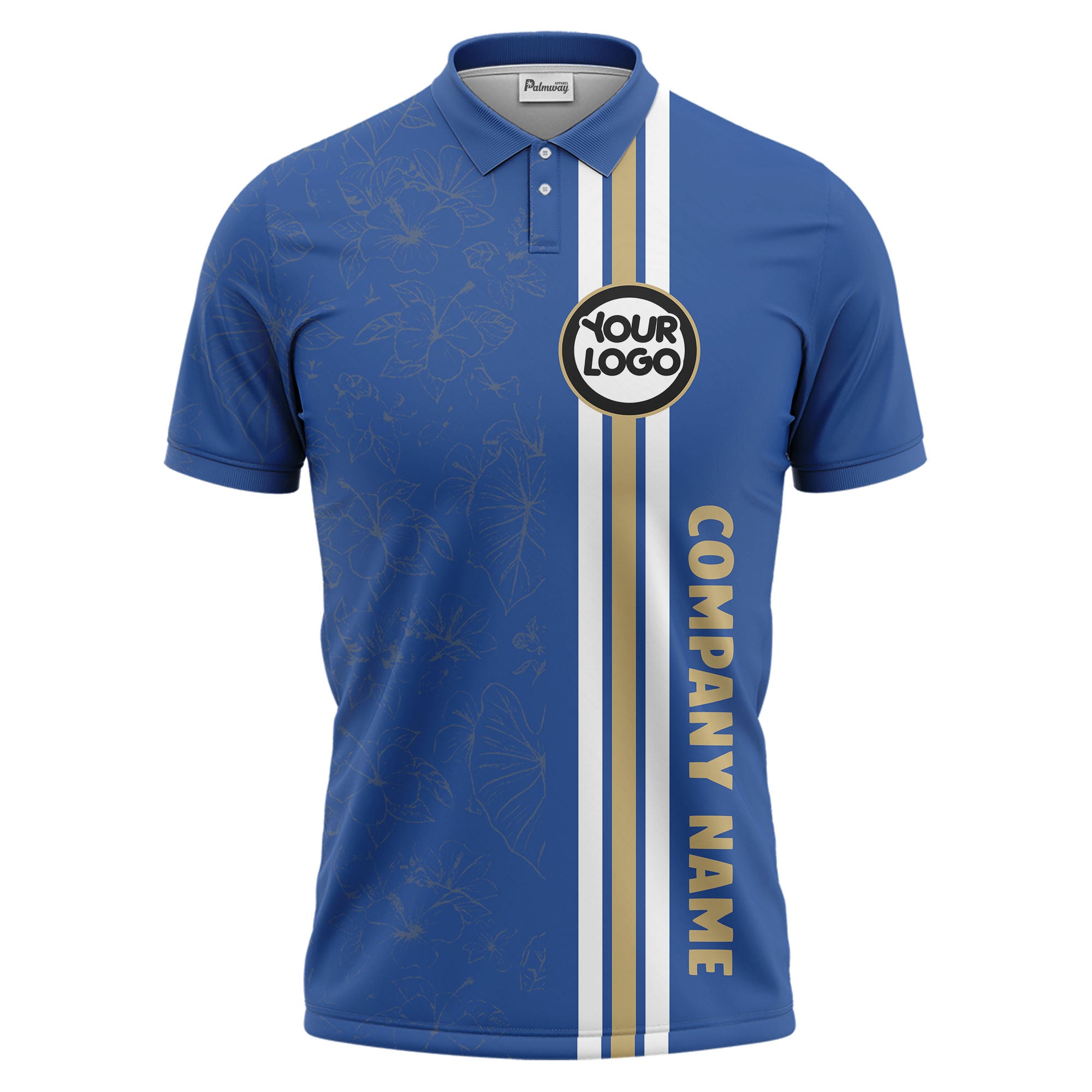 custom multi color tropical floral striped golf polo shirt for summer resort style