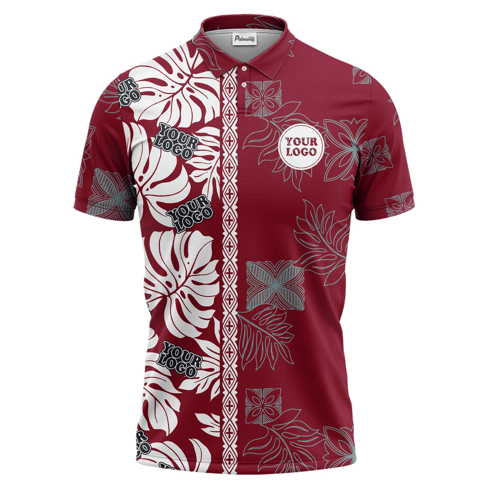 tropical leaf pattern polo custom polo shirt