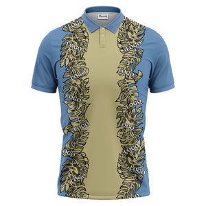 custom multi color tropical leaf patterned logo golf polo shirt for men