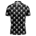 custom name & logo repeat circle pattern black polo shirt