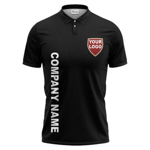 custom shield logo vertical text corporate branded polo shirt