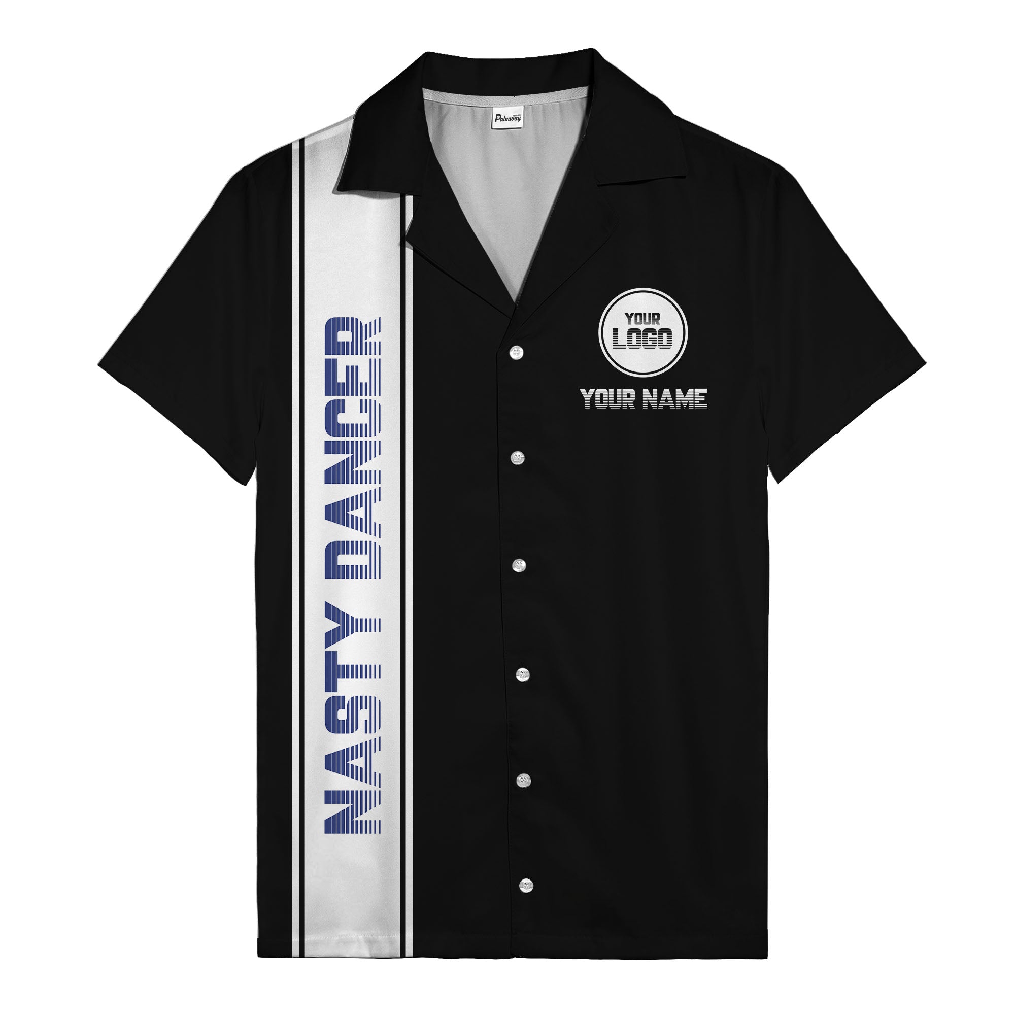 custom team logo striped black hawaiian shirt for spirit days