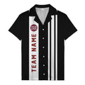 Custom Team Logo Striped Maroon Black White Hawaiian Shirt For Men
