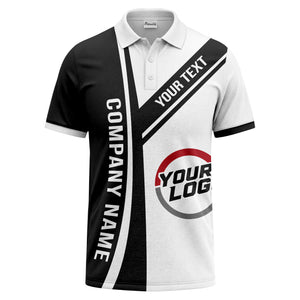 customizable company logo diagonal stripe polo shirt for corporate teams