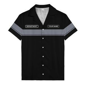 customizable department name gray stripe minimalist hawaiian shirt