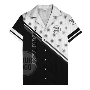 customizable diagonal stripe & logo repeating hawaiian shirt