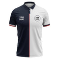 customizable name & logo circle navy white red golf polo shirt