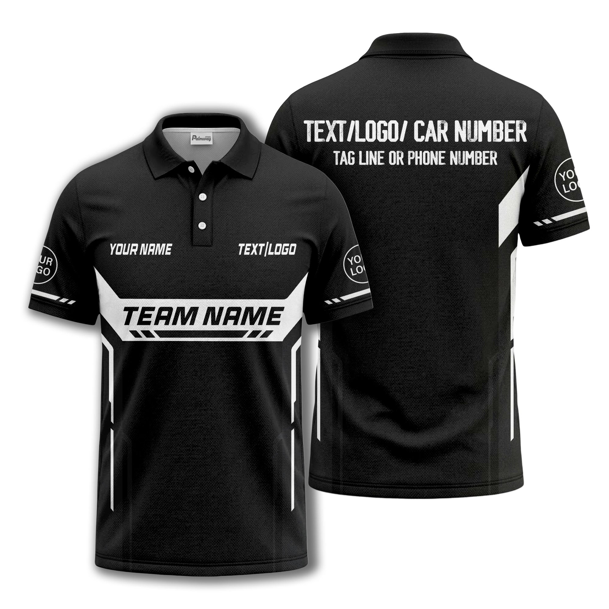 customizable team name geometric stripes polo shirt for men