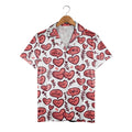 Decorative Hearts Hawaiian Shirt with Floral Patterns and Swirl Designs