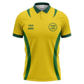 diagonal stripe yellow green team name polo shirt